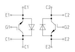 Topology of IGBT Module FF1200R17KP4_B2