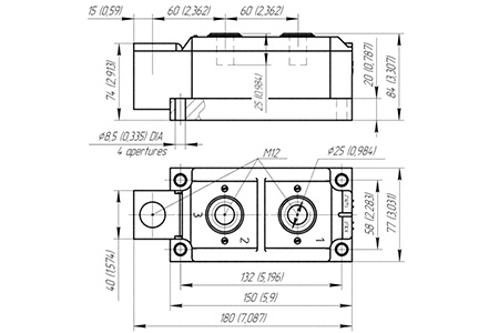 Dimensions of thyristor-diode module MT/D5-500-36-D